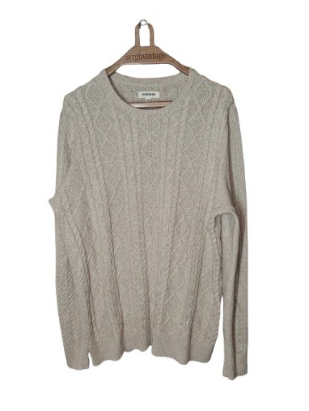 Goodthreads Cable Knit Sweater Oatmeal Crew Neck XL Tall